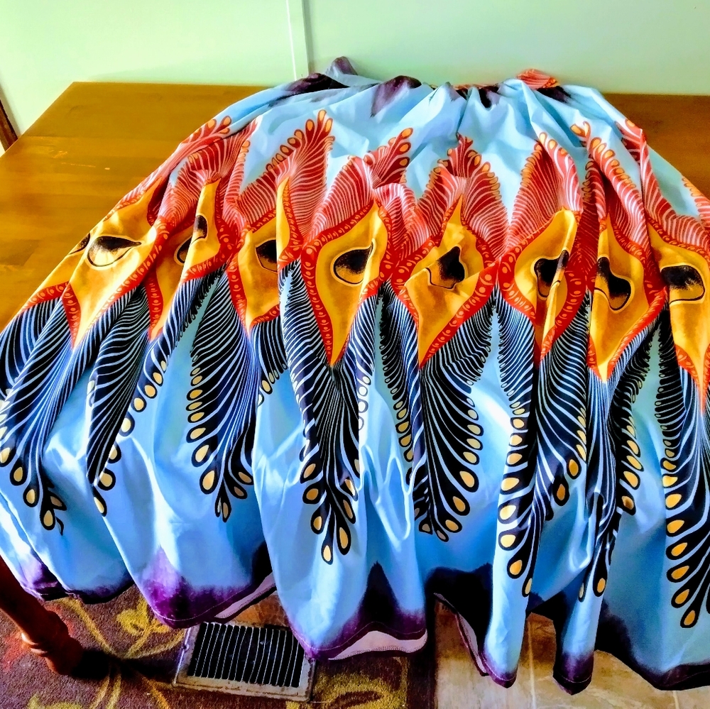 Maxi skirt with orange yellow and black